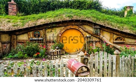 A hobbit house in the Hobbiton park located in Matamata, Newzealand.