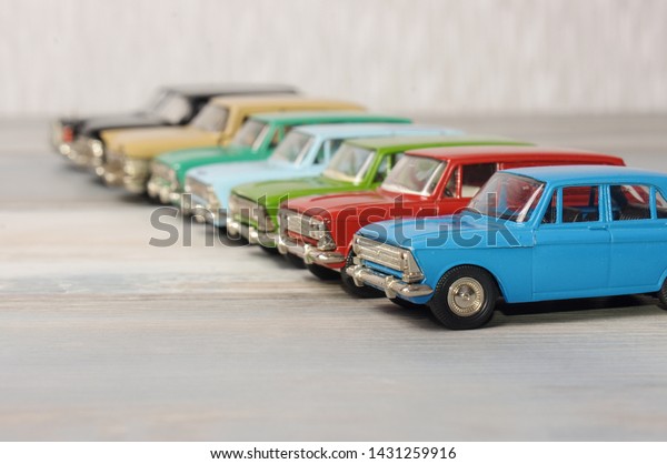 Hobby\
collection of obsolete die-cast automobile\
models