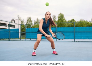 Hobby concept, sporty woman actively playing tennis. - Powered by Shutterstock