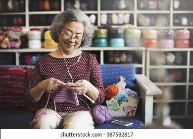 Hobby Crochet Senior Adult Hobby Handicraft Concept