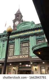 Hoboken, NJ / United States - March 3, 2020: Vertical View Of The Historic Hoboken Terminal. Built In 1907, It Is A Major Transit Hub, Connecting Rail, Light Rail, Bus And Ferries