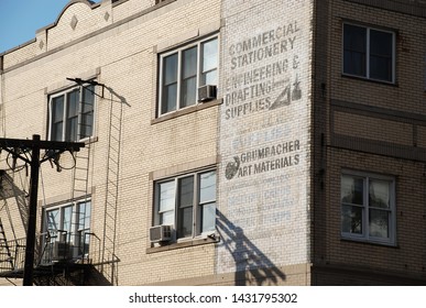 Hoboken, USA - September 20 2007: Vintage Advertising On Brick Building In Hoboken, New Jersey