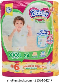 Hochiminh, Vietnam - April 10th 2022: Bobby Brand Diaper Box For Children On White Background