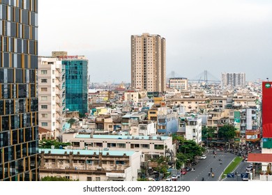 Hochiminh .vietnam. December 3.2021: See The  House Of City Frome Skyview