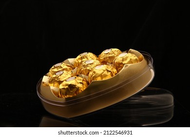 Hochiminh, Vietnam - Feb 13 2022: Ferrero Rocher Heart Box