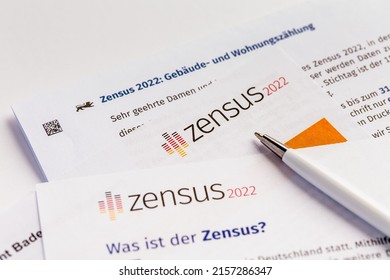 Hockenheim, Germany - May 16, 2022: Official Government Survey For Census (population, Building And Household) In Germany With Pen