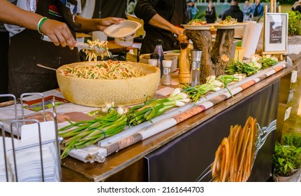 Hockenheim, Germany - May 28, 2022: Street Food Festival, Preparing Pasta At Food Truck