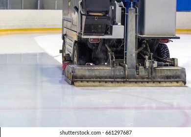 Hockey. The Machine Pours Ice Before The Game