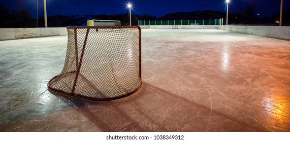 Hockey Net On An Outdoor Rink