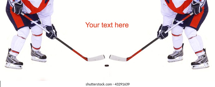 hockey player on white background