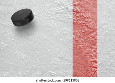 Hockey puck on the site. Texture, background