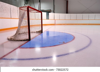 A Hockey or Ringette Net and crease in the Rink