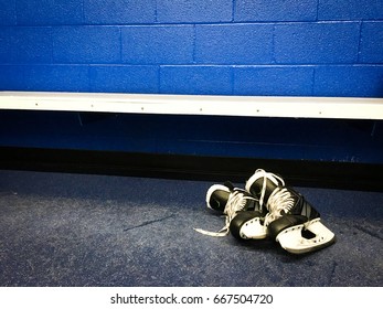 Hockey Skates In Locker Room