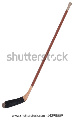 Hockey stick worn and used isolated over white