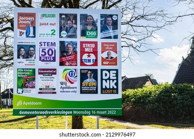 Hoenderloo, The Netherlands, February 27, 2022; Election Posters For The City Council.