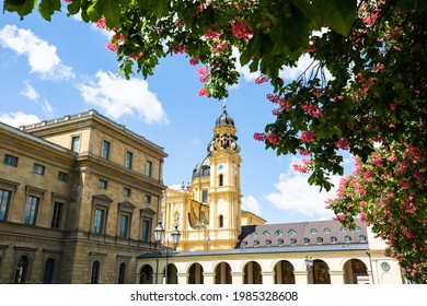 Hofgarten in Munich, blue sky, tourism