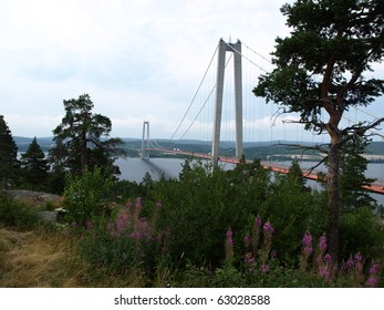 Hoga Kusten Bridge Near Veda In Sweden