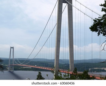 Hoga Kusten Bridge Near Veda In Sweden