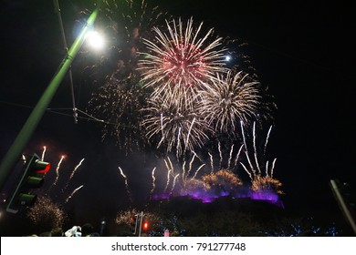 Hogmanay Firework Display In Edinburgh From Prince's Street