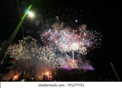 Hogmanay Firework Display In Edinburgh From Prince's Street