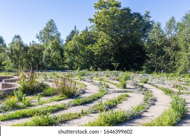 HOGSBACK, EASTERN CAPE, SOUTH AFRICA - December 31, 2017: Chartres styled labyrinth path at beautiful Hogsback at The Edge