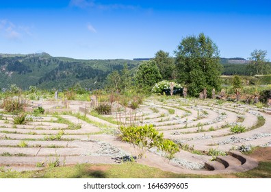 HOGSBACK, EASTERN CAPE, SOUTH AFRICA - December 31, 2017: Chattres styled labyrinth at beautiful Hogsback at The Edge