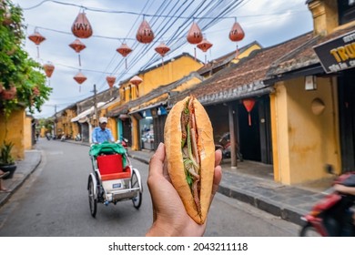 HOI AN, VIETNAM - MAY 31, 2020: Banh mi Phuong is known as the best bread in the world - Vietnamese sandwich - Vietnamese food
