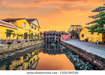 Hoi An Town - View of the Japanese Bridge in Hoi An. Vietnam, Unesco World Heritage Site. Hoi An is a popular tourist destination of Asia.