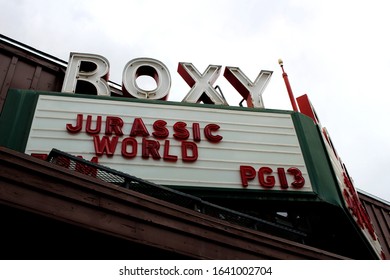 Holbrook, Arizona - June 16 2015: The History Roxy Theater, Showing Jurassic World.