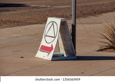 Holbrook, Arizona / USA March 9, 2019:Alcoholics Anonymous Meeting Sign