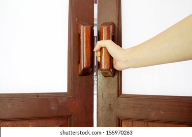  Hold Handle Of Wood Door