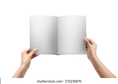 Holding Blank Book On White Background
