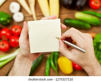 Holding A Blank Groceries List