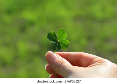 Holding A Four Leaf Clover