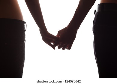 Holding Hands Couple Isolated On White Background