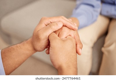 Holding hands, support and wellness with therapist, patient and empathy for help, trust and care in hospital or clinic. People, counselling and compassion in therapy for grief, depression or anxiety - Powered by Shutterstock