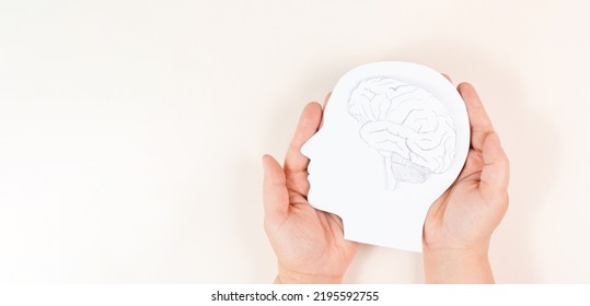 Holding A Head With A Brain In The Hands, Parkinson Disease, Alzheimer Awardness, Mental Disorder Dementia, Psychology Problems, Cerebral Vein Thrombosis