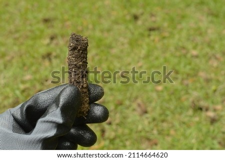 Holding soil plug from lawn core aeration