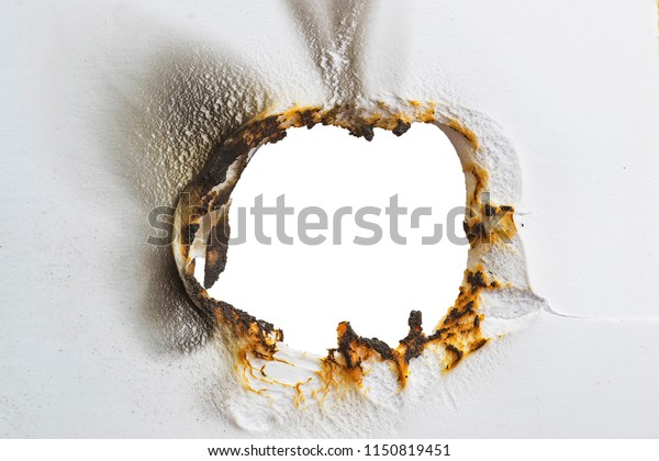Hole Burned White Plastic Stock Photo (Edit Now) 1150819451