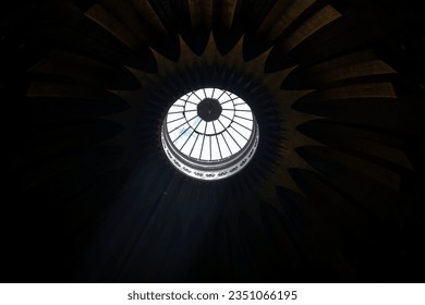 Hole in the Ceiling with Volumetric Light in The Church of the Holy Sepulcher, or Church of the Resurrection Interior in the Christian Quarter of Jerusalem - Shutterstock ID 2351066195