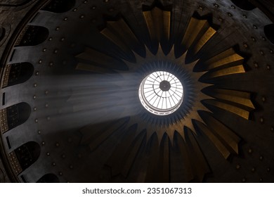 Hole in the Ceiling with Volumetric Light in The Church of the Holy Sepulcher, or Church of the Resurrection Interior in the Christian Quarter of Jerusalem - Shutterstock ID 2351067313