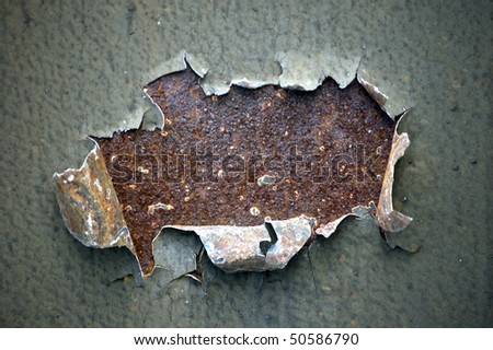 hole chipped paint rusty textured metal background