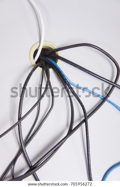 Hole Electric Wire Cable On Computer Stock Photo Edit Now 705956272