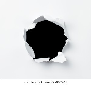 Hole Punched In The Paper Sheet