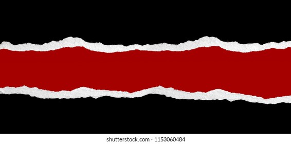 Hole ripped in paper on red background - Shutterstock ID 1153060484