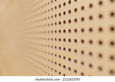 
Holes In An Acoustic Performance Hall Wall For Echo Canceling. Abstract Background Soundproof Concept Image Of An Noise Absorbing Surface
