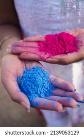 Holi Celebration, Young Woman Playing Holi Festival With Dry Colors