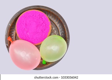 Holi Water Balloon And Gulal  Pink Color