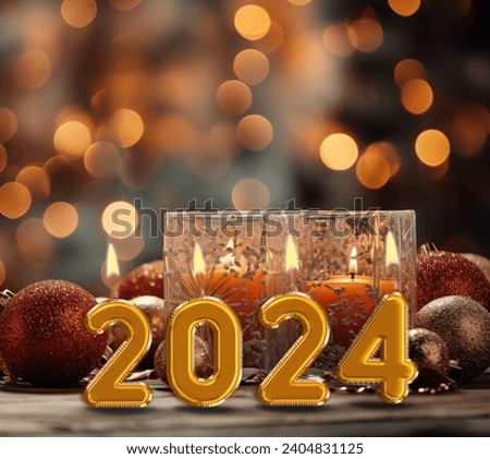 Holiday 2024 New Year Numbers at festive ackground.