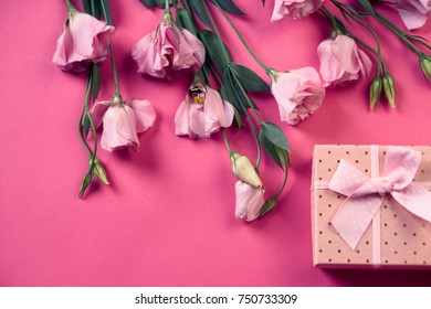 holiday background, holiday, birthday, gift box, bunch of flowers                                - Shutterstock ID 750733309